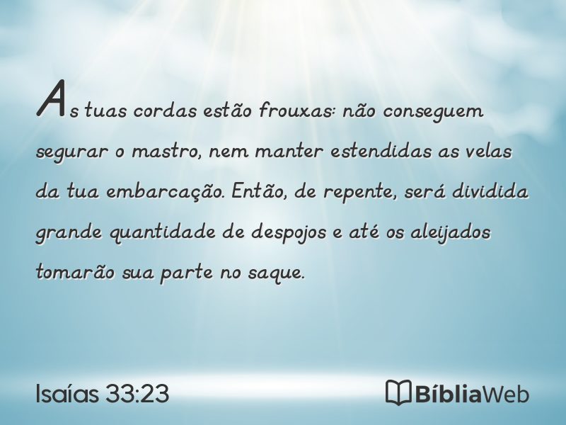Isaías 33:23 em imagem para compartilhar