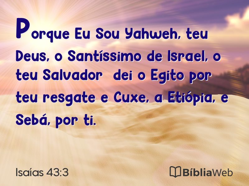 Isaías 43:3 em imagem para compartilhar