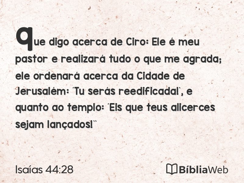 Isaías 44:28 em imagem para compartilhar