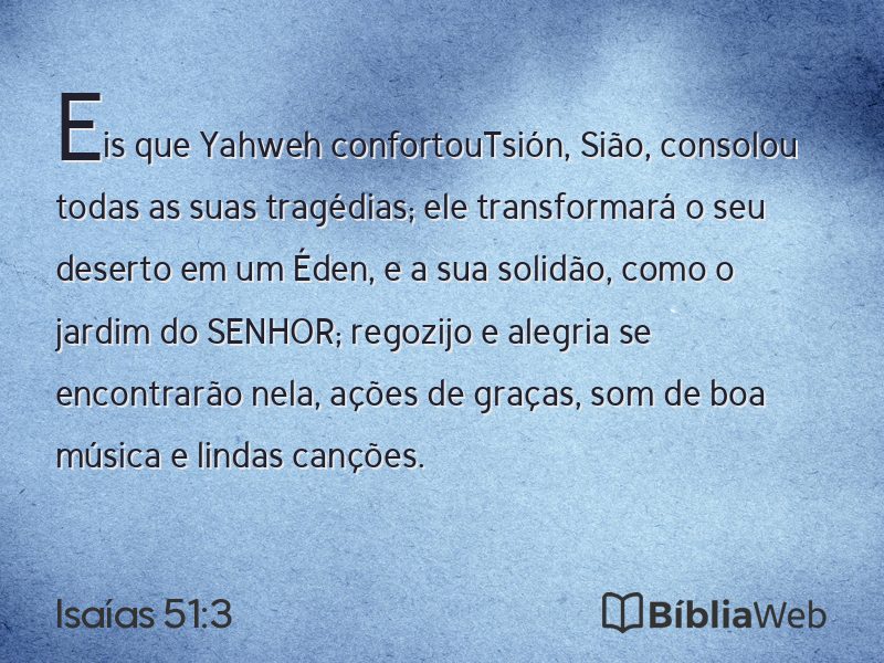 Isaías 51:3 em imagem para compartilhar