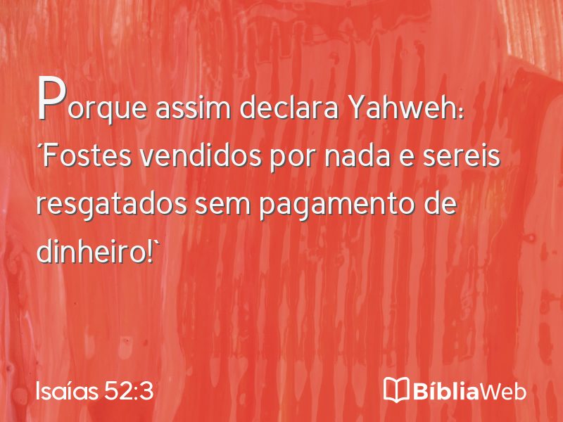 Isaías 52:3 em imagem para compartilhar