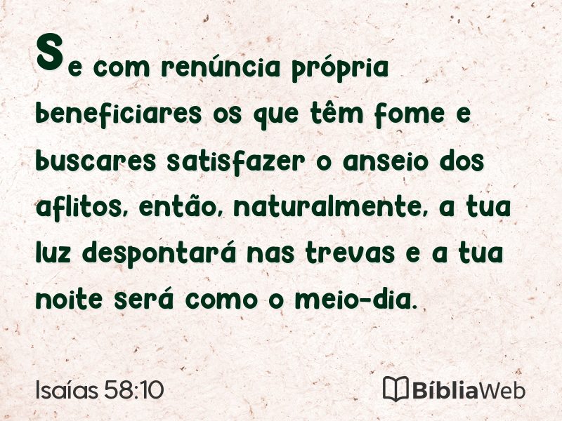 Isaías 58:10 em imagem para compartilhar