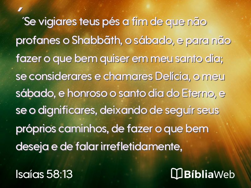 Isaías 58:13 em imagem para compartilhar