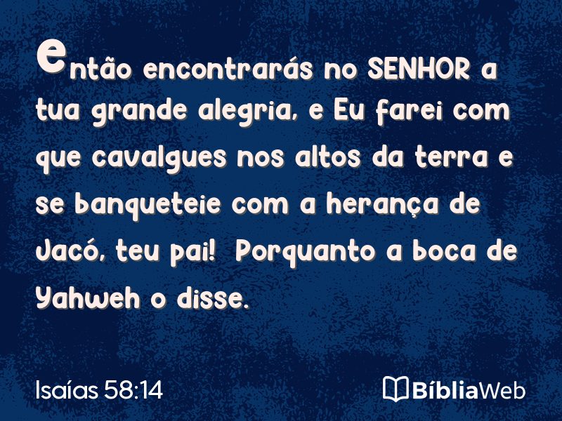 Isaías 58:14 em imagem para compartilhar