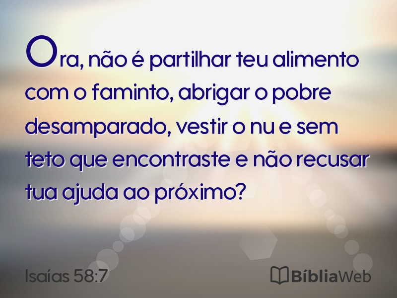 Isaías 58:7 em imagem para compartilhar