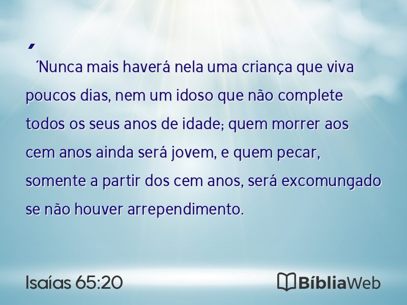 Isaías 65:20 em imagem para compartilhar