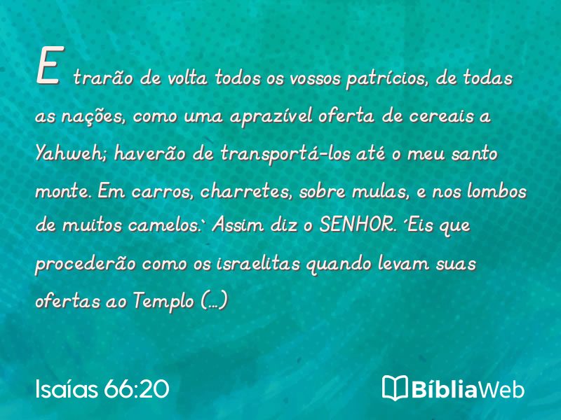 Isaías 66:20 em imagem para compartilhar