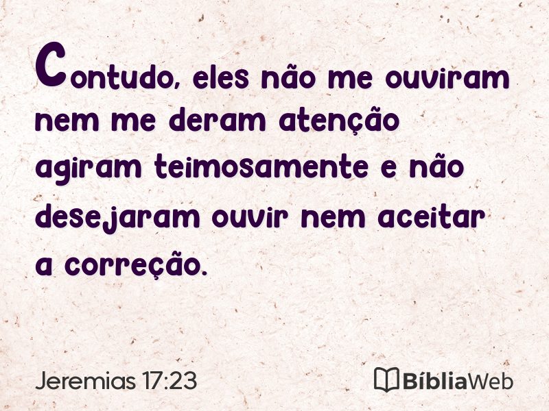 Jeremias 17:23 em imagem para compartilhar