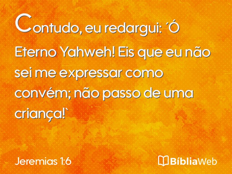 Jeremias 1:6 em imagem para compartilhar