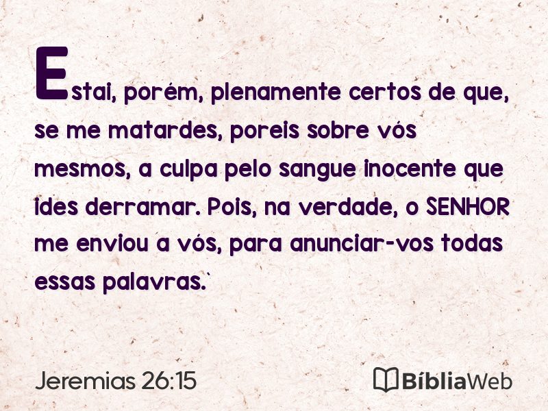 Jeremias 26:15 em imagem para compartilhar