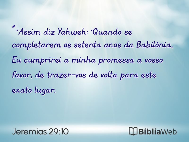 Jeremias 29:10 em imagem para compartilhar