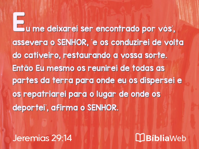 Jeremias 29:14 em imagem para compartilhar
