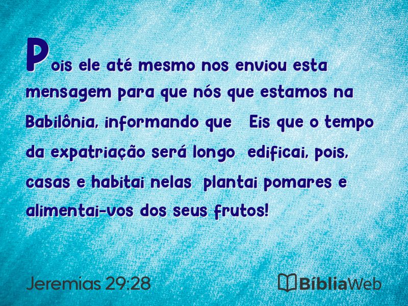 Jeremias 29:28 em imagem para compartilhar