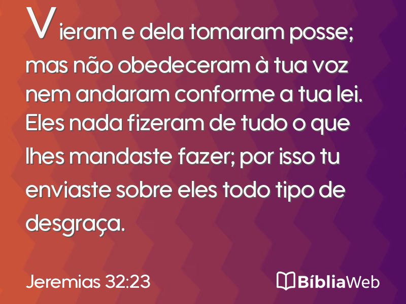 Jeremias 32:23 em imagem para compartilhar