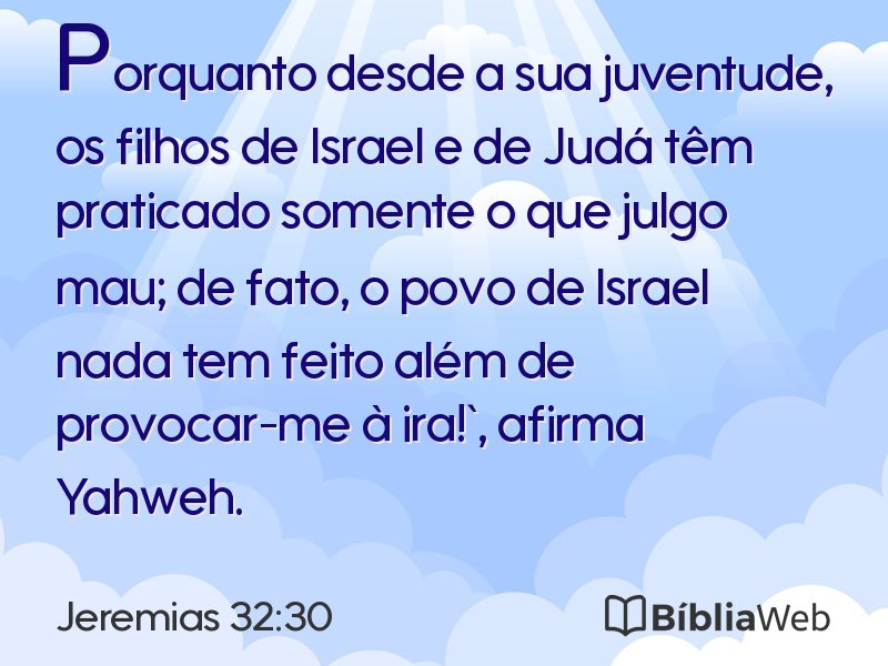 Jeremias 32:30 em imagem para compartilhar