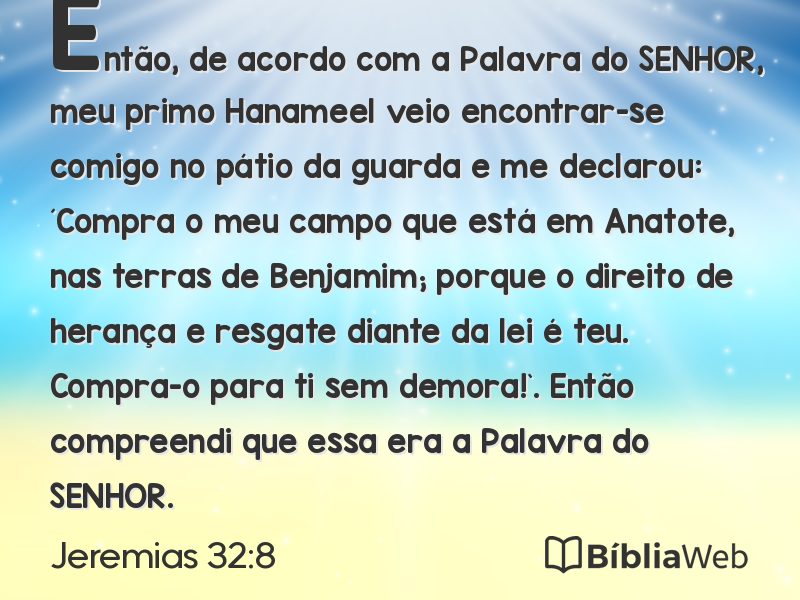 Jeremias 32:8 em imagem para compartilhar
