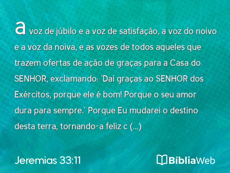 Jeremias 33:11 em imagem para compartilhar