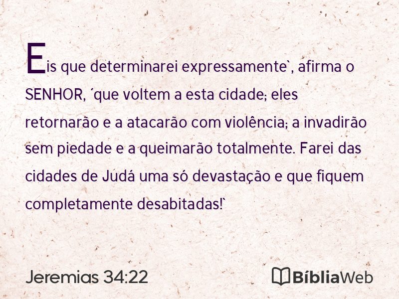 Jeremias 34:22 em imagem para compartilhar