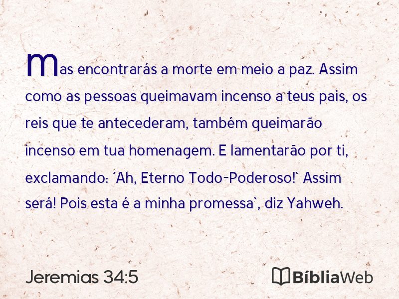 Jeremias 34:5 em imagem para compartilhar