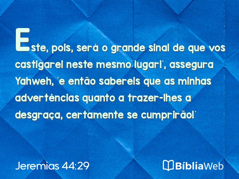 Jeremias 44:29 em imagem para compartilhar