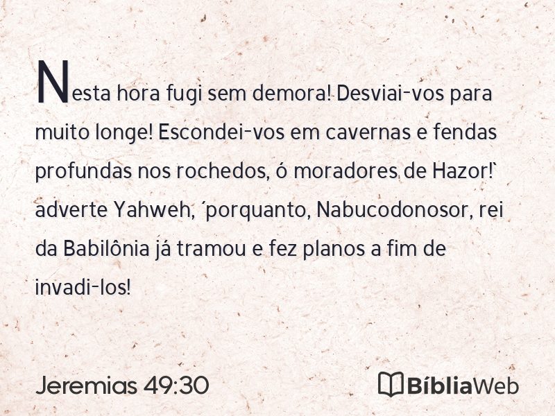 Jeremias 49:30 em imagem para compartilhar