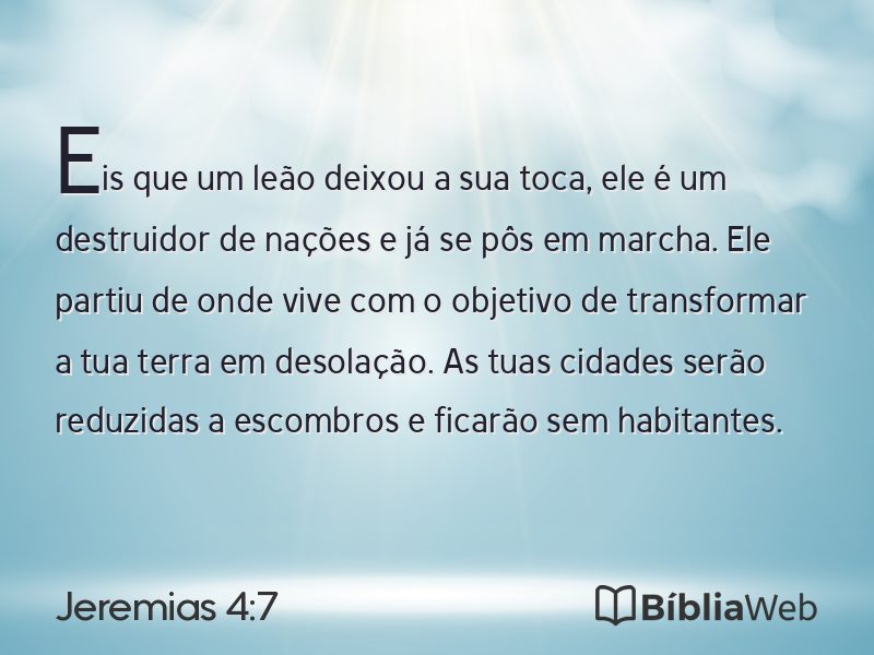 Jeremias 4:7 em imagem para compartilhar