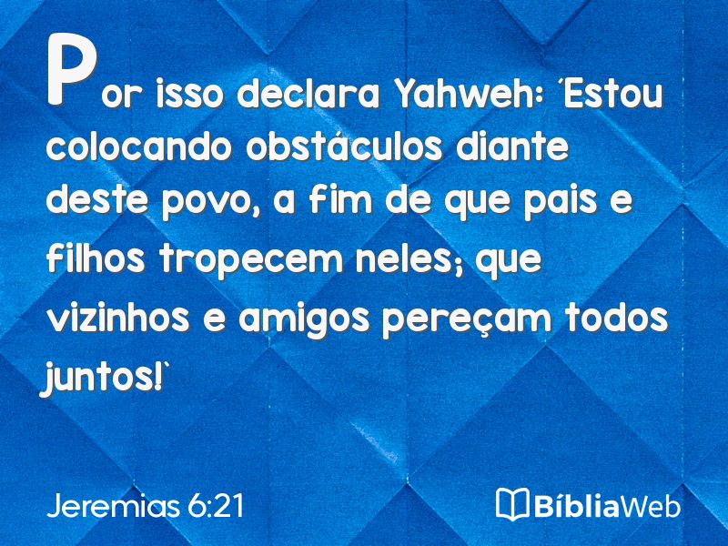 Jeremias 6:21 em imagem para compartilhar