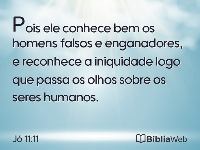Jó 11:11 em imagem para compartilhar