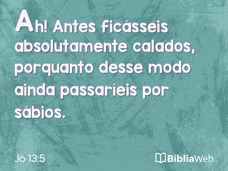 Jó 13:5 em imagem para compartilhar