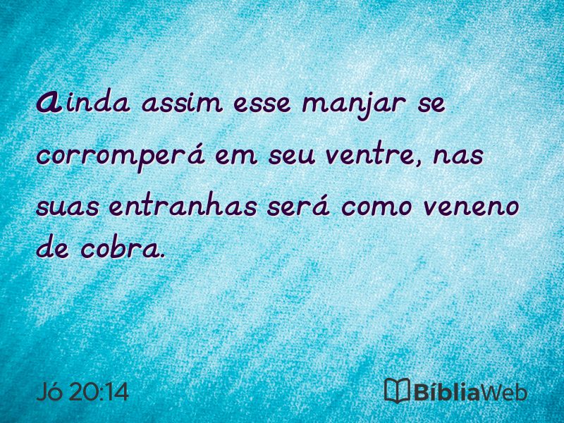 Jó 20:14 em imagem para compartilhar