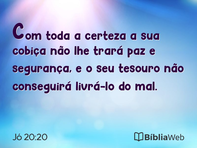 Jó 20:20 em imagem para compartilhar
