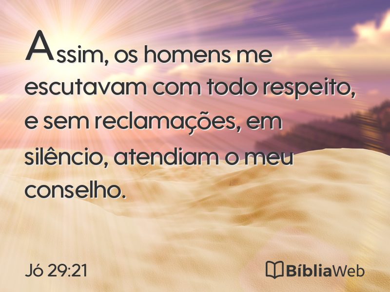 Jó 29:21 em imagem para compartilhar