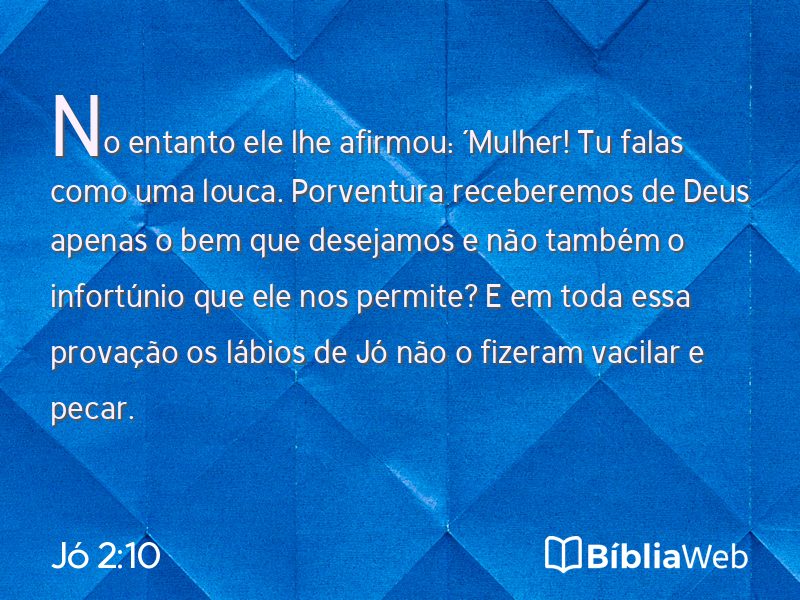 Jó 2:10 em imagem para compartilhar
