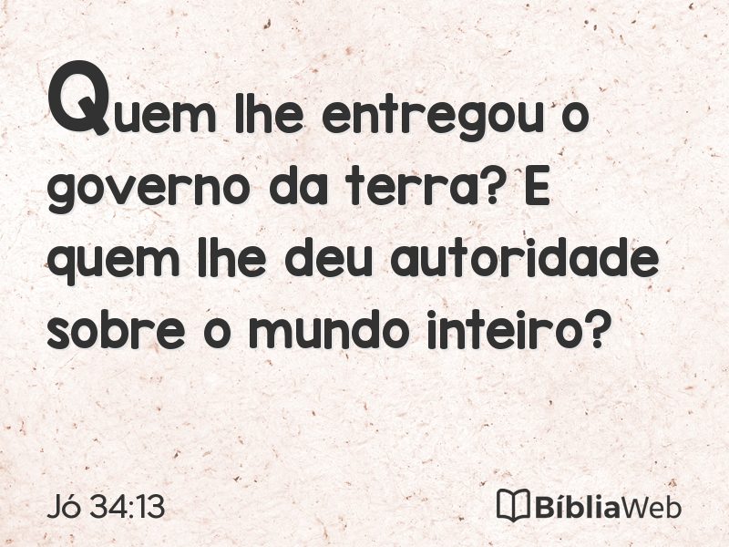 Jó 34:13 em imagem para compartilhar