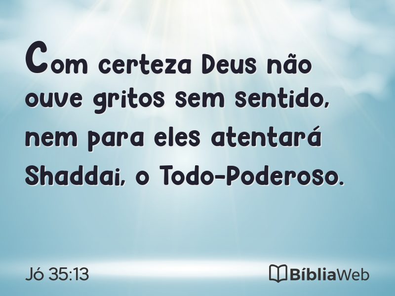 Jó 35:13 em imagem para compartilhar