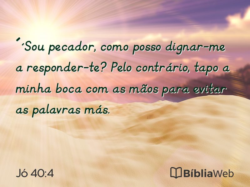 Jó 40:4 em imagem para compartilhar