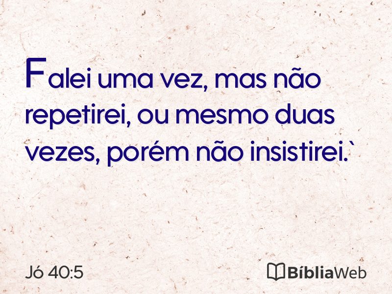 Jó 40:5 em imagem para compartilhar