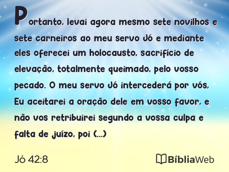 Jó 42:8 em imagem para compartilhar
