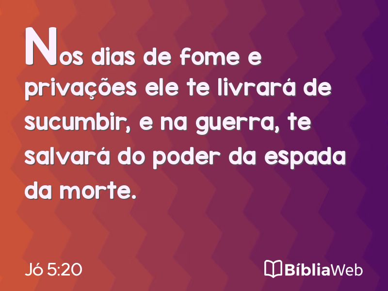 Jó 5:20 em imagem para compartilhar