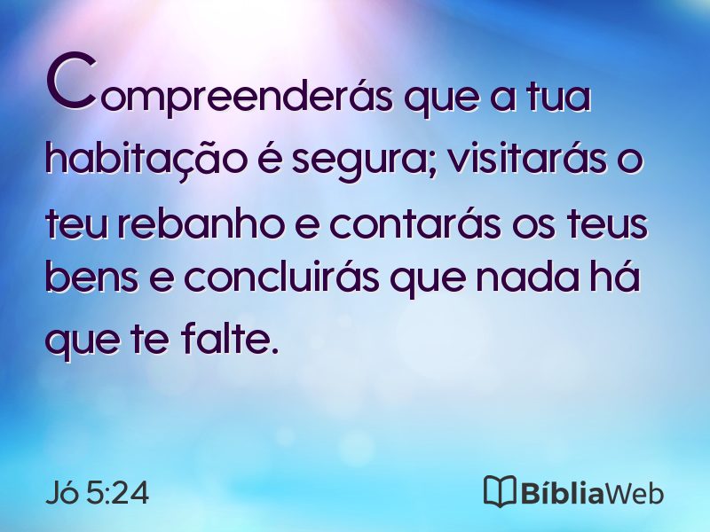 Jó 5:24 em imagem para compartilhar
