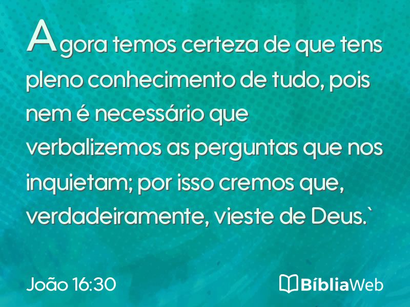 João 16:30 em imagem para compartilhar