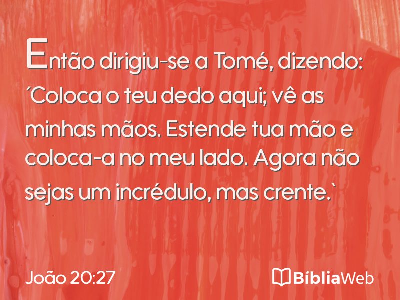 João 20:27 em imagem para compartilhar