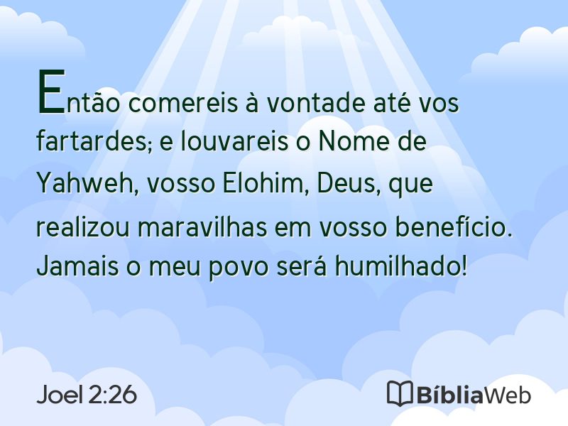Joel 2:26 em imagem para compartilhar