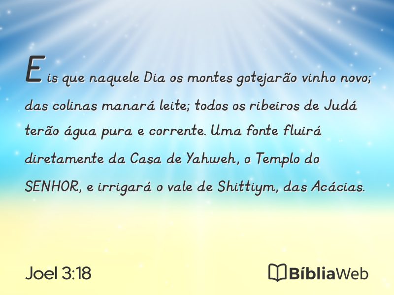 Joel 3:18 em imagem para compartilhar