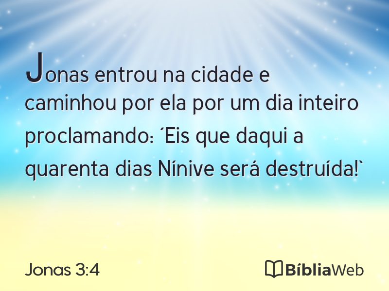 Jonas 3:4 em imagem para compartilhar