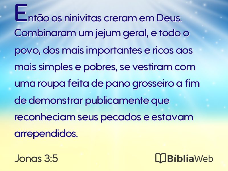 Jonas 3:5 em imagem para compartilhar