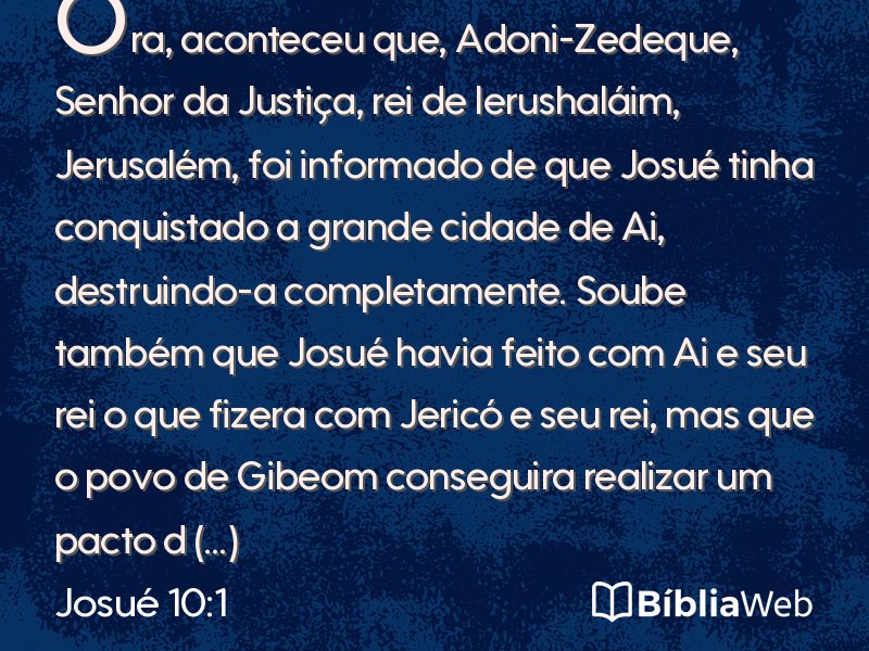Josué 10:1 em imagem para compartilhar