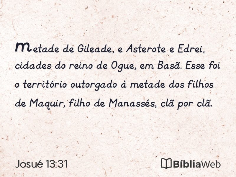Josué 13:31 em imagem para compartilhar