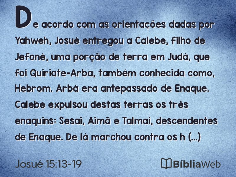 Josué 15:13-19 em imagem para compartilhar