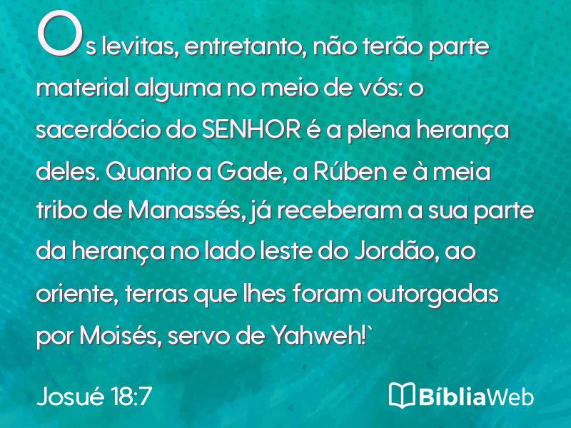 Josué 18:7 em imagem para compartilhar